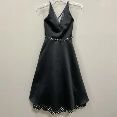 Vestido de fiesta Jessica McClintock Gunne Sax negro vintage talla 1 satinado Foto 1 de 4