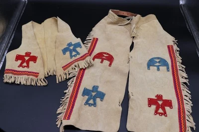 Disfraz De Halloween De Colección Años 50/60 Indio Nativo Americano Cuero Niños Niños Niñas  Foto 1 de 4