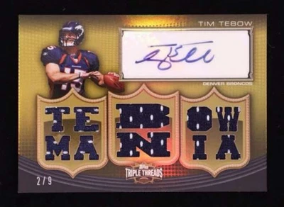 2010 Topps Triple Threads Tim Tebow "TEBOW MANIA" #2/9 Rookie Patch AUTO - RC! - Image 1 of 2