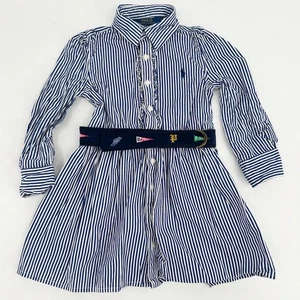 Polo Ralph Lauren Mädchen Hemdkleid mit Gürtel maritim Baumwolle gestreift Größe 3T - Bild 1 von 8