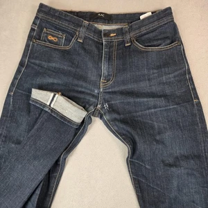 Pantalones de mezclilla crudos con ribete japonés para hombre 30x30 azul índigo bigotes panal - Imagen 1 de 13