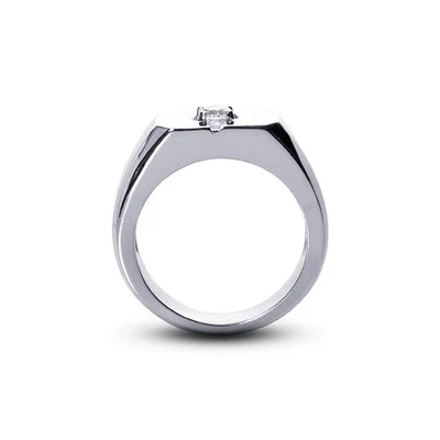 Anillo clásico para hombre de oro de 14 k con diamantes certificados naturales corte redondo F vs2 de 3/4 quilates Foto 1 de 3