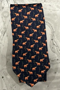 Brooks Brothers Tie Navy Pink Elephants Bamboo All Over Print 100% Silk NWT - Picture 1 of 7