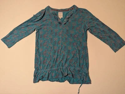 Mantaray Ladies Size 12 Blue Floral 3/4 Sleeve Top - Image 1 of 4