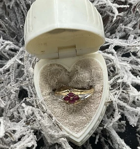 Vintage 14K Genuine Ruby & Diamond Ring - Picture 1 of 7