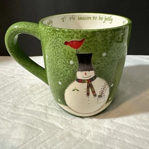 Taza de café Oneida Snowmates de colección verde/4,5" de alto ~ - Imagen 1 de 5