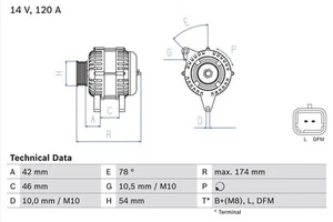 Alternator bosch for CITROËN BERLINGO 0 986 049 091 - Picture 1 of 2