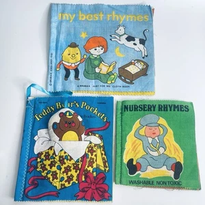 3 Vintage 1980s Baby Cloth Book Teddy Bear's Pocket Nursery My Best Rhymes Books - Picture 1 of 11