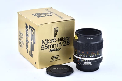Nikon Micro NIKKOR 55mm 1:2.8 Ais Lens No.226613 /Caps /HS-14 Hood /Box - Image 1 of 4