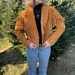 Damen Wildleder Fransen Lederjacke Western Cowgirl Boho Vintage Retro Mantel - Bild 1 von 3