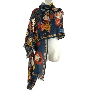 Inoui Editions Pure Silk Multicoloured Hand Drawn Scarf 72" x 26.5" NWT - Picture 1 of 9