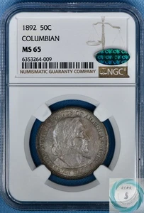 1892 Columbian Commemorative 50c NGC MS 65 w/CAC - Near Proof Like Patina - Picture 1 of 14
