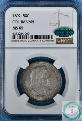 1892 Columbian Commemorative 50c NGC MS 65 w/CAC - Near Proof Like Patina - Image 1 of 4