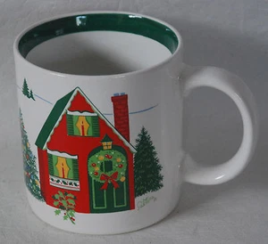 Hallmark coffee mug 1985 Made in Japan Christmas Tree by artist Saltera vintage - Picture 1 of 3