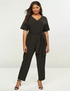 NEW LANE BRYANT PLUS SIZE BLACK LENA STUDDED SLEEVE JUMPSUIT SZ 20 - Picture 1 of 12
