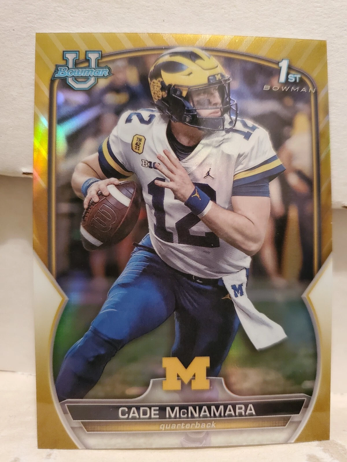 Cade McNamara 2022 Bowman Chrome University #99 Gold Refractor /50 1st Rookie