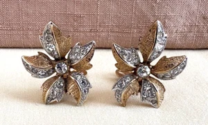Attwood Sawyer A & S UK Costume Jewelry Flower Faux Diamond Clip Earrings - Picture 1 of 6