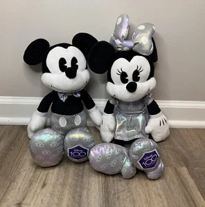 Disney Mickey & Minnie Mouse 100 Jahre Wunder Silber 18 Zoll Plüschpuppe Set SAUBER - Bild 1 von 5