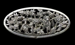 Broche Coloniale Française Asiatique. Argent. 13,8 gr.  - Imagen 1 de 1