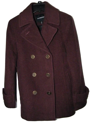 Abrigo/chaqueta Lands' End doble botonadura lana/cachemira guisante para mujer 2P ciruela borgoña Foto 1 de 4