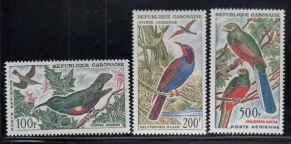 Juego GABON Johanna's Sunbird, Bee-eater & Narina Trogon BIRDS MNH Foto 1 de 1