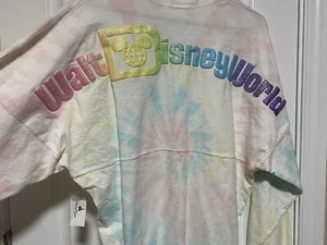 Disney World Spirit Jersey Pastel tie-dye Rainbow Glitter Size Medium NWT - Picture 1 of 5