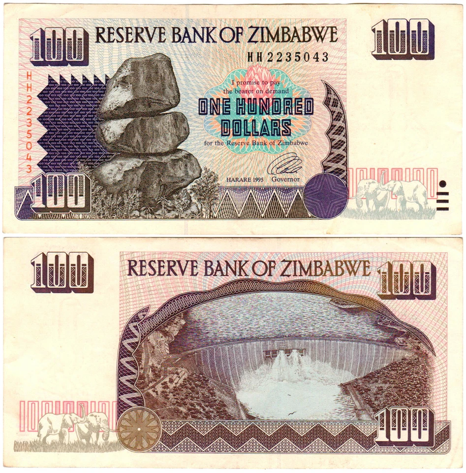 Zimbabwe $100 P#9a (1995) Reserve Bank of Zimbabwe VF - Image 1 of 1