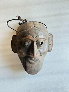 Vintage Big Wooden Wall Decor Face Mask Old Man Hand Carved Face Mask - Picture 1 of 5