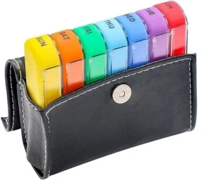 Tablet Pill Box Organiser Holder in Soft Case Holder Weekly 7 Days 4 A Day AM PM - Picture 1 of 5