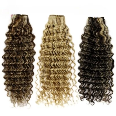 High Quality Deep Wave Weft Bundle - 100% Remy Echthaar Extensions Weave in 120g - Bild 1 von 4