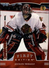 2002-03 BAP First Edition Chicago Blackhawks Hockey Card #14 Jocelyn Thibault