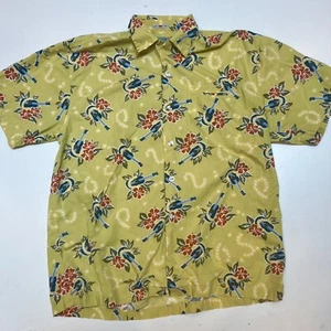 Vintage McCoy Hawaiian Yellow Cotton Short Sleeve Button Down Shirt Size Large - Picture 1 of 5