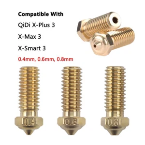 Brass Nozzles 0.4/0.6/0.8mm For QiDi Tech X Plus 3/Max 3/Smart 3 3D Printer AUS - Afbeelding 1 van 16