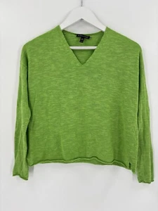 Eileen Fisher Sweater Womens XXS 2XS Green V Neck Lightweight Pullover Linen - Picture 1 of 15