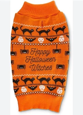 Suéter Bootique FELIZ HALLOWEEN BRUJAS TALLA MEDIANA Naranja/Multi Mascotas - NUEVO Foto 1 de 4