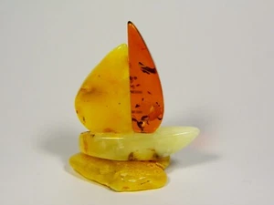 Baltischer Bernstein Schiff Figur Matrose Maritim Souvenir Echtstein Natur 5257 - Bild 1 von 10