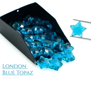 Natürlicher Blautopas Hydro 10 mm Handgeschnitzt Sternform Lose Edelstein Perlen Viele - Bild 1 von 8