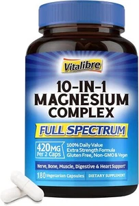 Magnesium Complex Supplement 420mg, 10 in 1 High Absorption Chelated Magnesium - Picture 1 of 6