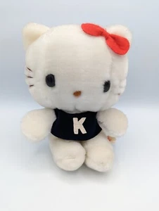 Vintage 1976 Sanrio Hello Kitty Plüschtier 7 Zoll blaues Hemd & rote Schleife Stofftier Spielzeug - Bild 1 von 8