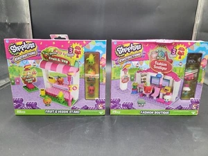 LOT OF 2 SHOPKINS KINSTRUCTIONS FRUIT/ VEG STAND - FASHION BOUTIQUE NEW - Picture 1 of 11