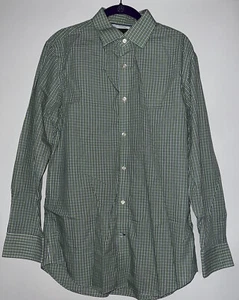 Banana Republic Shirt Men Medium Green NonIron Slim Fit Checker 15-15.5 Workwear - Picture 1 of 7