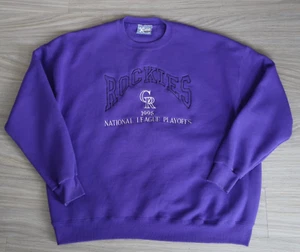 Vintage 90s Rockies Sweatshirt Crewneck Baseball XXL 1995 Playoffs Embroidered - Picture 1 of 6
