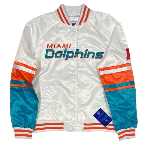 Miami Dolphins Women's Lightweight  Satin Starter Jacket Size L -New With Defect Cover