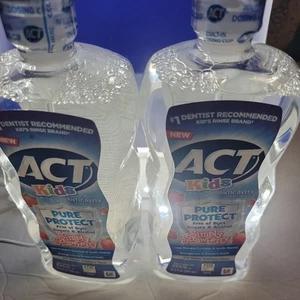 2 ACT KIDS ANTICAVITY FLUORIDE MOUTHWASH PURE PROTECT STRAWBERRY 16.9 OZ - Picture 1 of 1