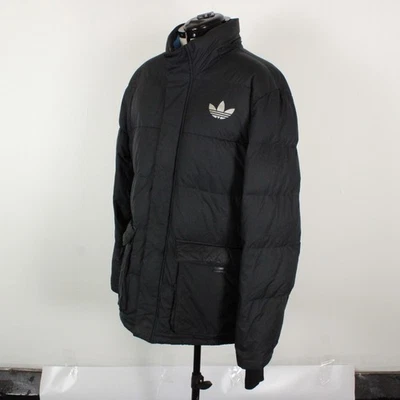 Adidas Down Fill Padded Coat Mens XL Black Big Trefoil Pockets Outdoor Wear - Image 1 of 4