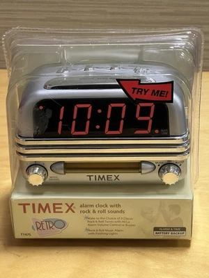NEW Timex T-147S Digital Alarm Clock with Rock & Roll Sounds Retro Music Lights - Image 1 of 4
