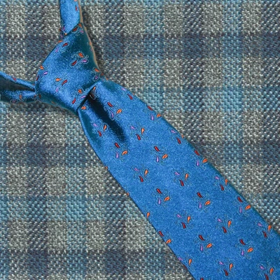 Corbata para hombre Robert Talbott Estate 100 % seda verde azulado patrón micro cachemira Foto 1 de 4