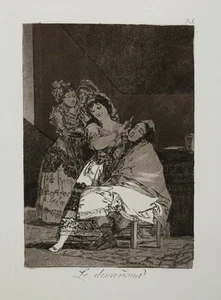 GOYA - Le descanona (elle se rase). c.1799. Original print LOS CAPRICHOS. 2nd éd - Picture 1 of 2