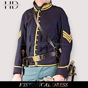 Union Army Civil War Wool Coat – Navy Blue Cavalry Sergeant Uniform Fast Ship - Picture 1 of 4