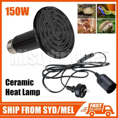 100W Infrared Ceramic Heat Lamp Bulb With Holder For Reptile Pet Chicken Brooder - image 1 of 4